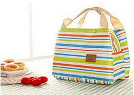 Insulated Lunch Bag, Green/Orange/Blue Stripe