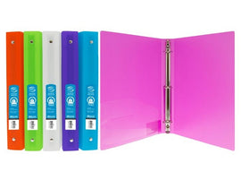 BAZIC 1" Binder, Matte Bright Color Poly, 3-Ring  with Pocket