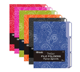 BAZIC, File Folder, Paisley, 1/3 Cut Letter Size, 3count