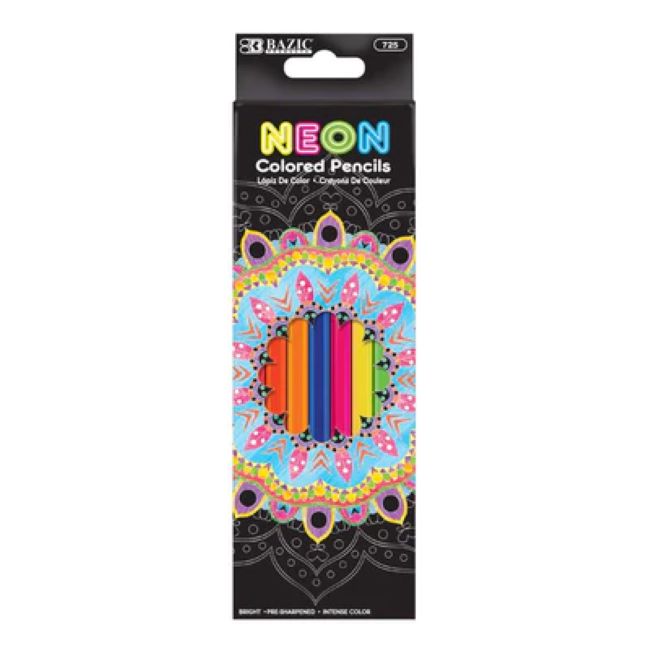 BAZIC Neon Colored Pencils, 8ct