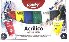 Pointer Acrylic Paint Primary Colours, 6 count