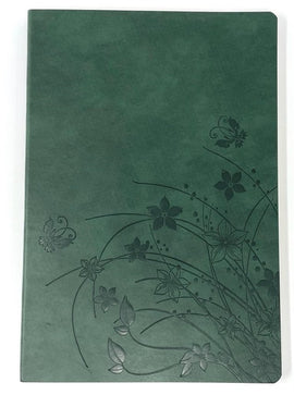 Embossed Softcover Diary, 10x 6.5in, Ruled Sheets - FOREST GREEN