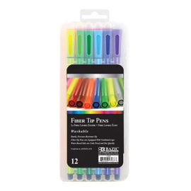 BAZIC Washable Fiber Tip Pen, 12 Color