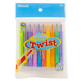 BAZIC Mini Propelling Twist Crayons, 10 colours