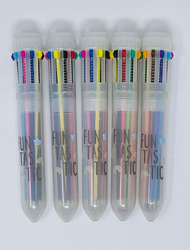 10 Colour Retractable Ballpoint Pen, FUNTASTIC
