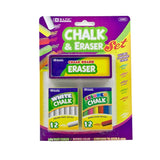 BAZIC, Chalk with Eraser Set, 12 Color and 12 White Sticks