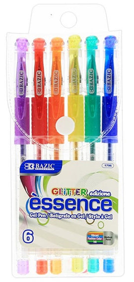BAZIC Glitter Color Gel Pen with Cushion Grip, 6count