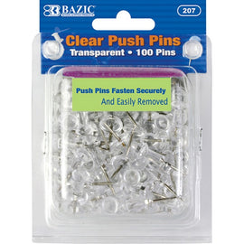 BAZIC, Push Pins, Clear, 100count