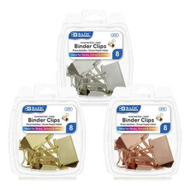 BAZIC Satin Binder Clip, Assorted Size (8/Pack)