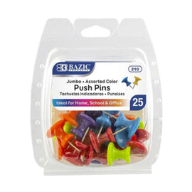 BAZIC Jumbo Push Pins, Assorted Color (25/Pack)