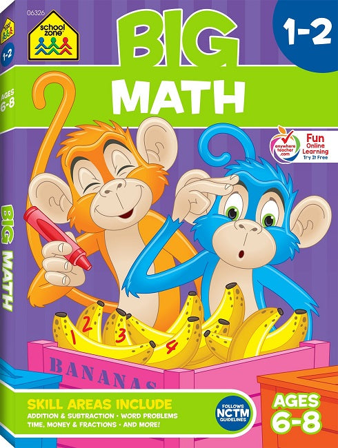 School Zone Big Math 1-2 Workbook Ages 6-8