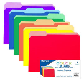 BAZIC Letter Sized Color File Folder (6/Pack)