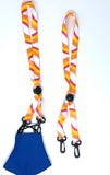 Face Mask Lanyard, Hook Secure, ORANGE, YELLOW AND PINK