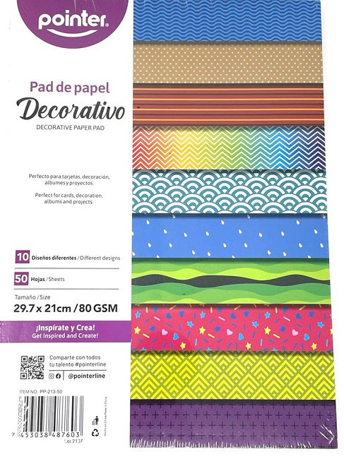 Pointer Decorative Paper Pad, 29.7x21cm, 50 Sheets –