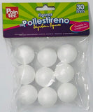 Pointer, Styro Foam Balls, White, 30mm, 9 count per pack