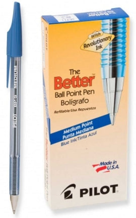 Pilot Pen, Ballpoint, MEDIUM, BLUE, 12 count box
