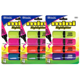 BAZIC Mini Desk Style Fluorescent Highlighter (4/Pack)