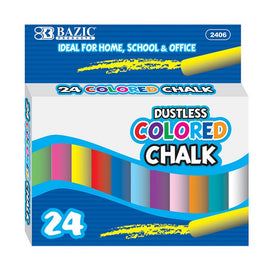 BAZIC, Chalk, Dustless Assorted Color, 24count