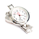 BABY BLUE Nurses Pocket Watch, Stainless Steel Quartz with Clip, HEART PATTERN