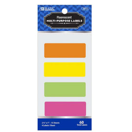 BAZIC Fluorescent Multipurpose Label,  2 3/4" X 1" (60/Pack)