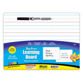 BAZIC, Dry Erase Learning Board with Marker, Double Sided, 9" X 12"