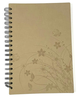 Embossed Floral Print Hardcover Spiral Bound Notebook, Assorted Solid Colours, 10x 6.5in