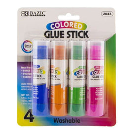 BAZIC Washable Colored Glue Stick 8g, 4ct