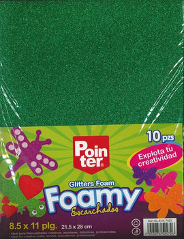 Pointer, Glitter Foam Sheets, GREEN, 10 sheets
