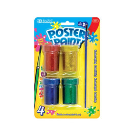 BAZIC, Poster Paints, Glitter, 4 Color, 18ml, includes brush