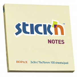 Hopax, Stick'n Notes, 3" x 3", 100 Count, Yellow