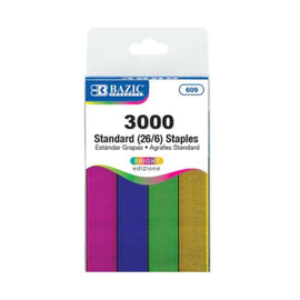 BAZIC Metallic Colored Staples, Standard (26/6), 3000ct
