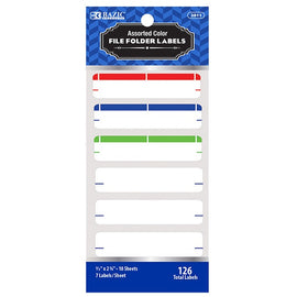 BAZIC, File Folder Labels, Assorted Color, 126count