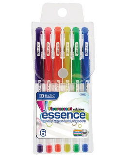 BAZIC 6 Fluorescent Color Essence Gel Pen w/ Cushion Grip