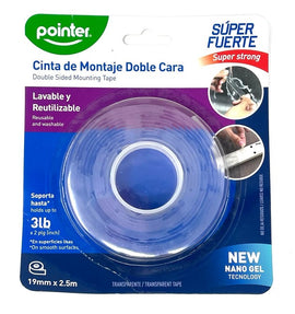 Pointer Double Sided Mounting Tape, Clear, 3M, 1 Roll