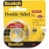 3M Scotch Double Sided Tape Roll, 1/2" x 250"