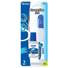 BAZIC, Correction Pen and Correction Fluid, Metal Tip, 2count