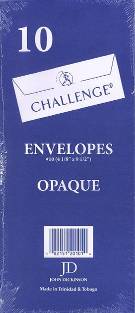 Challenge, Envelope, 4 1/8 x 9 1/2, WHITE, Pack of 10