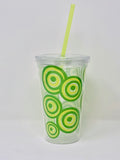 Double wall Tumblers, with Lid &amp; Reusable Straw, Assorted Geometric Patterns