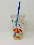 Double wall Tumblers, with Lid &amp; Reusable Straw, BLING GLITTER