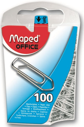 Maped Silver 25mm Paper Clips, 100ct, with Dispenser