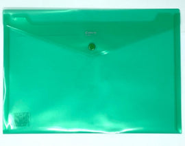 Comix Document Holder, Plastic Folder, Button Closure, GREEN 13 x 9.5