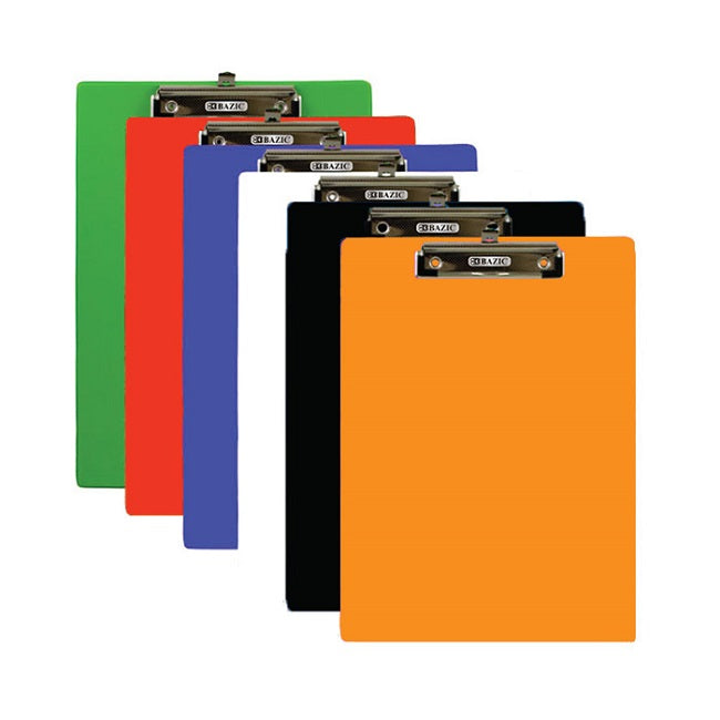BAZIC Clipboard, with Low Profile Clip, Assorted Color, Hardboard, Standard Letter Size
