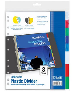 BAZIC Folder Dividers w/ 8-Insertable Color Tabs