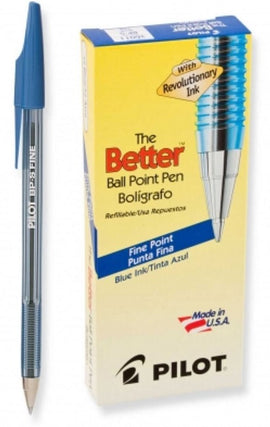 Pilot Pen, Ballpoint, FINE, BLUE, 12 count box