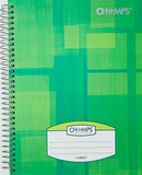 Champs, Spiral Hardcover Notebook, 5 Subject, 8'x10', Assorted Colours