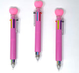 6 Colour Retractable Ballpoint Pen, HEART