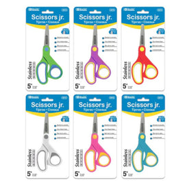 BAZIC 5" Soft Grip Blunt Tip Stainless Steel Junior School Scissors