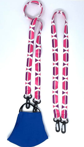 Face Mask Lanyard, Hook Secure, PINK AND PURPLE
