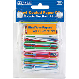 BAZIC, Paper Clips, Assorted Colours, Jumbo Size, 50mm, 100count