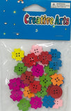 Creative Art, Painted Wooden Button Flowers, Assorted Colours